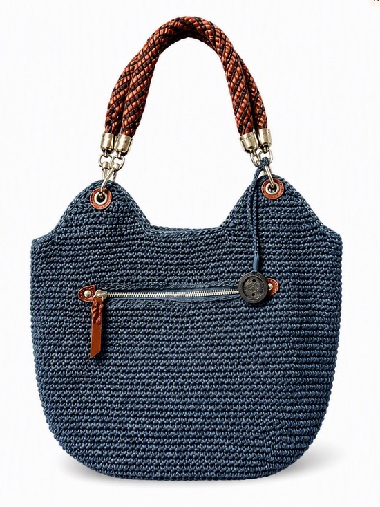 The Sak Handbags - The Sak Blue Knit Braided Handle Shoulder Bag